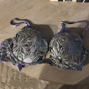 VS push-up bra. 34B NWT. Purple and silver metallic pattern.